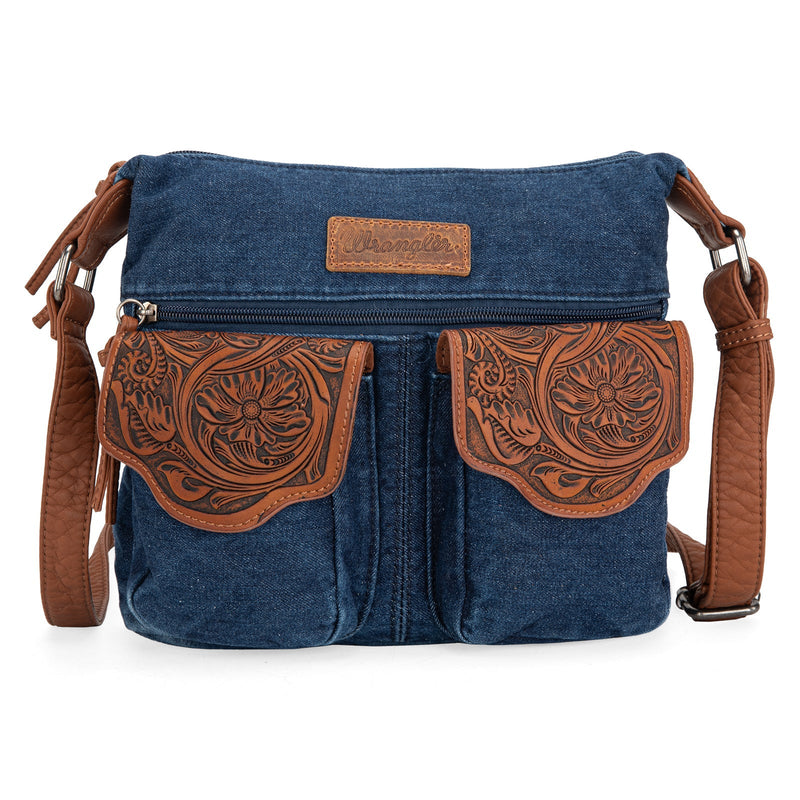 Wrangler - Floral Tooled Crossbody (Jean Navy)