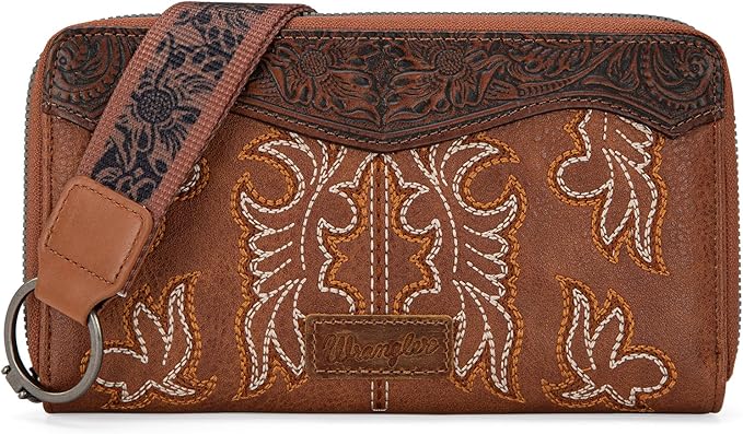 Wrangler Wallet/ Wristlet - Embroidered (Brown)