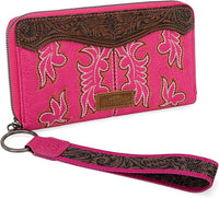 Wrangler Wallet/ Wristlet - Embroidered (Hot Pink)