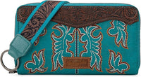 Wrangler Wallet/ Wristlet - Embroidered (Turquoise)