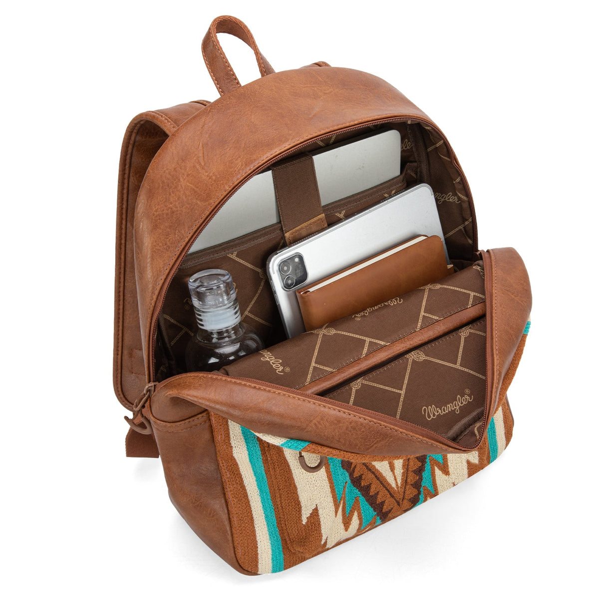 Wrangler Aztec Knitted Leather Backpack - Brown (WG174-9115BR)