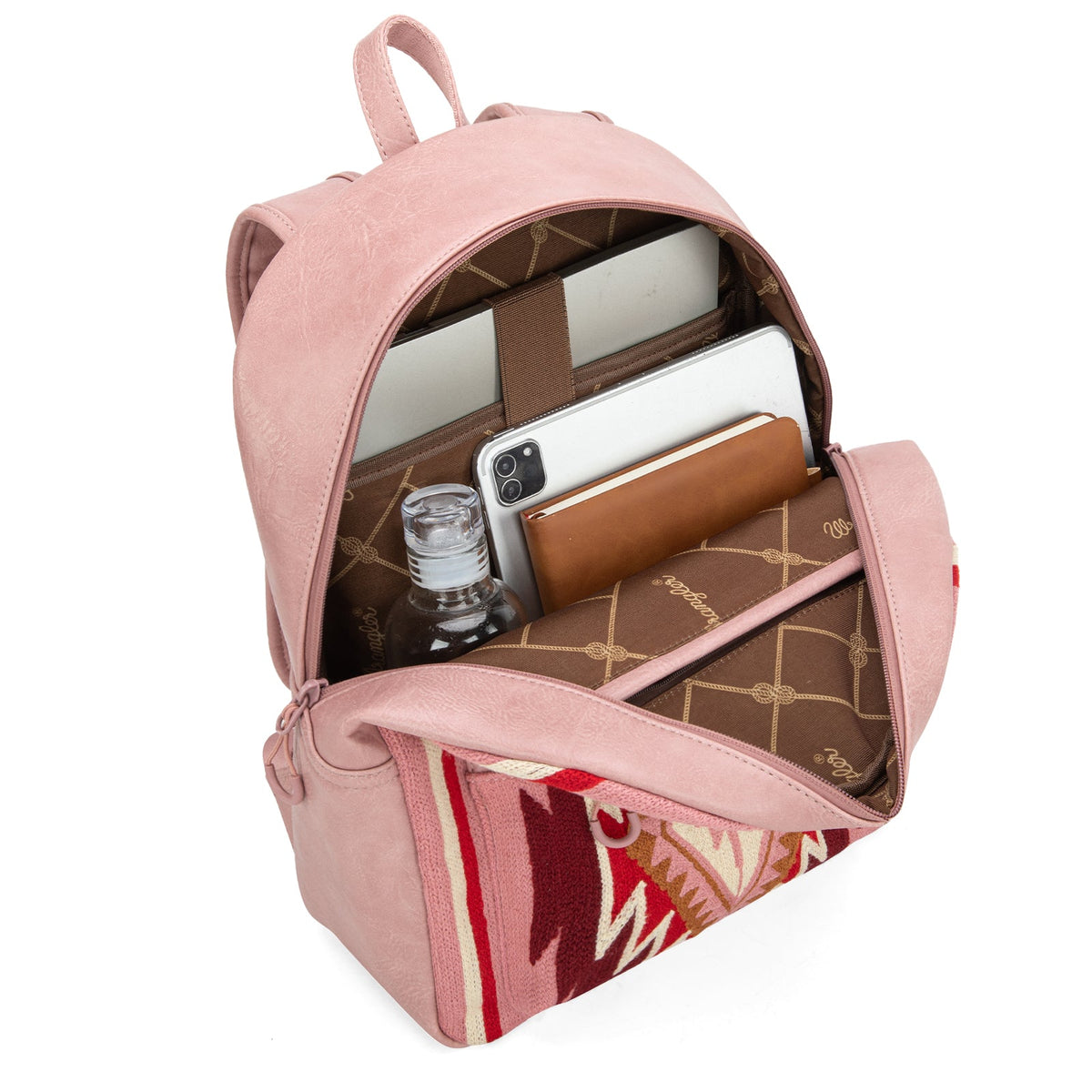 Wrangler Aztec Knitted Leather Backpack - Pink (WG174-9115PK)