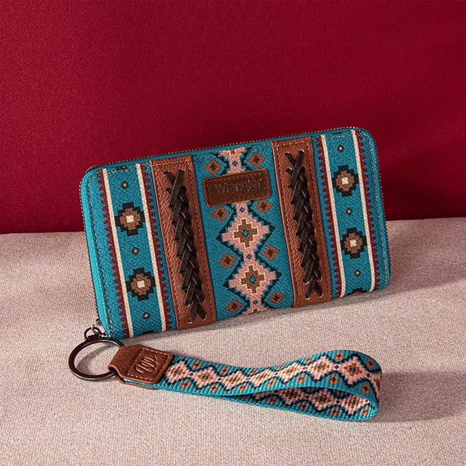 Wrangler Wallet - Turquoise Aztec