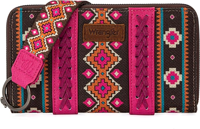 Wrangler Wallet - Hot Pink Aztec