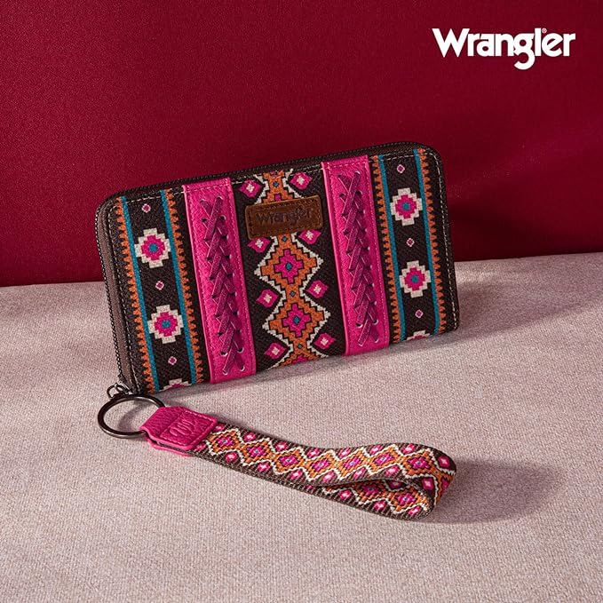 Wrangler Wallet - Hot Pink Aztec