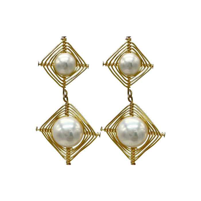 Earrings - Gold and Pearl Dangle