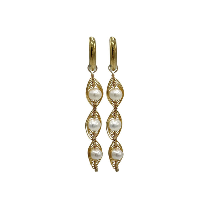 Earrings - Gold Hoop Pearl Drop