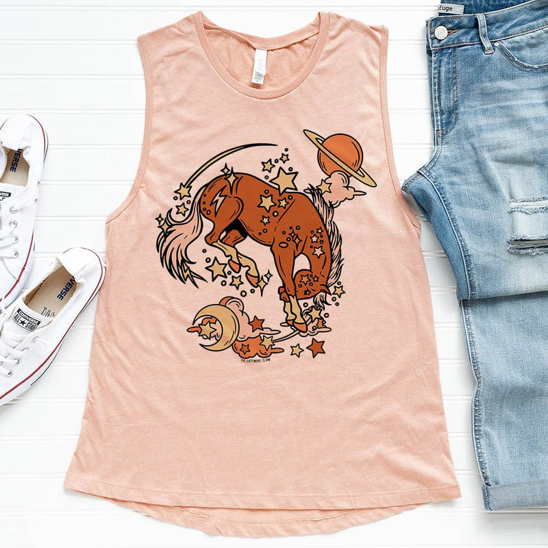 Cosmic Bucking Horse Tank - Pink