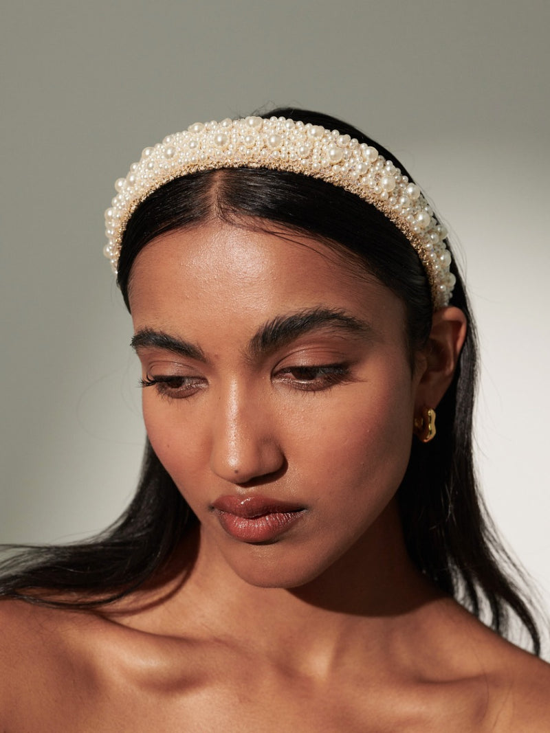 Bianca Headpiece - Gold Pearl Beads