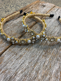 Zara Headpiece - Gold Pearl & Stone