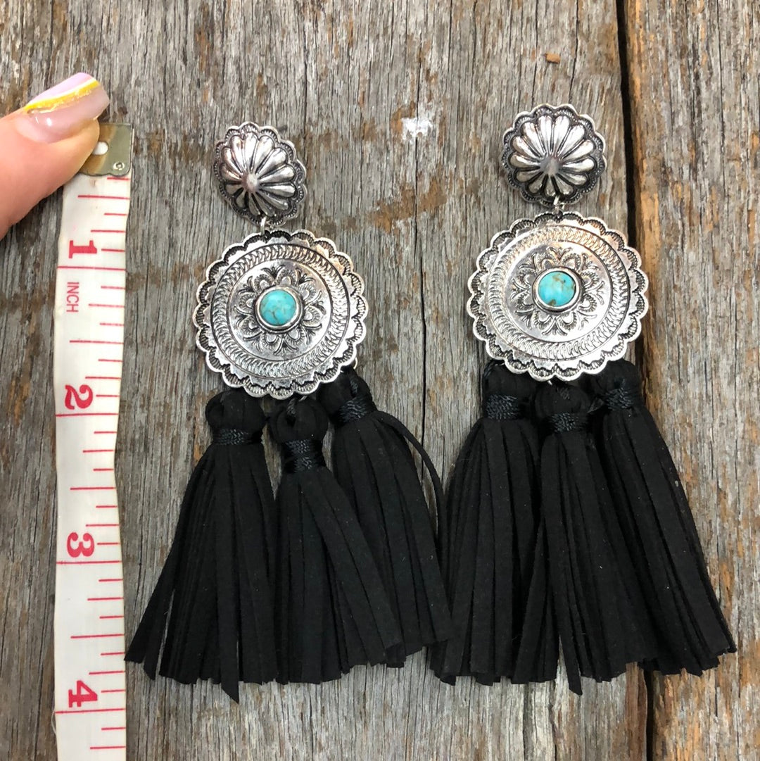 Black western store earrings