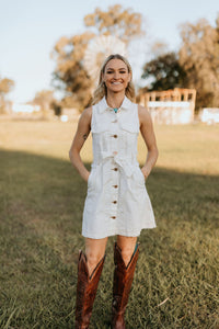 Louisiana Denim Dress - White