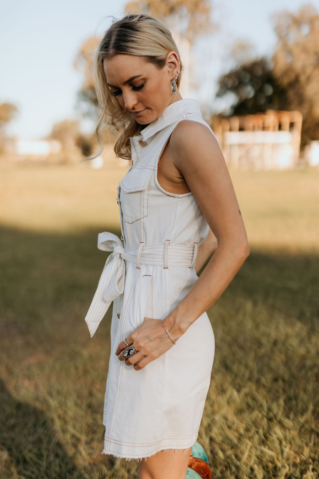 Louisiana Denim Dress - White