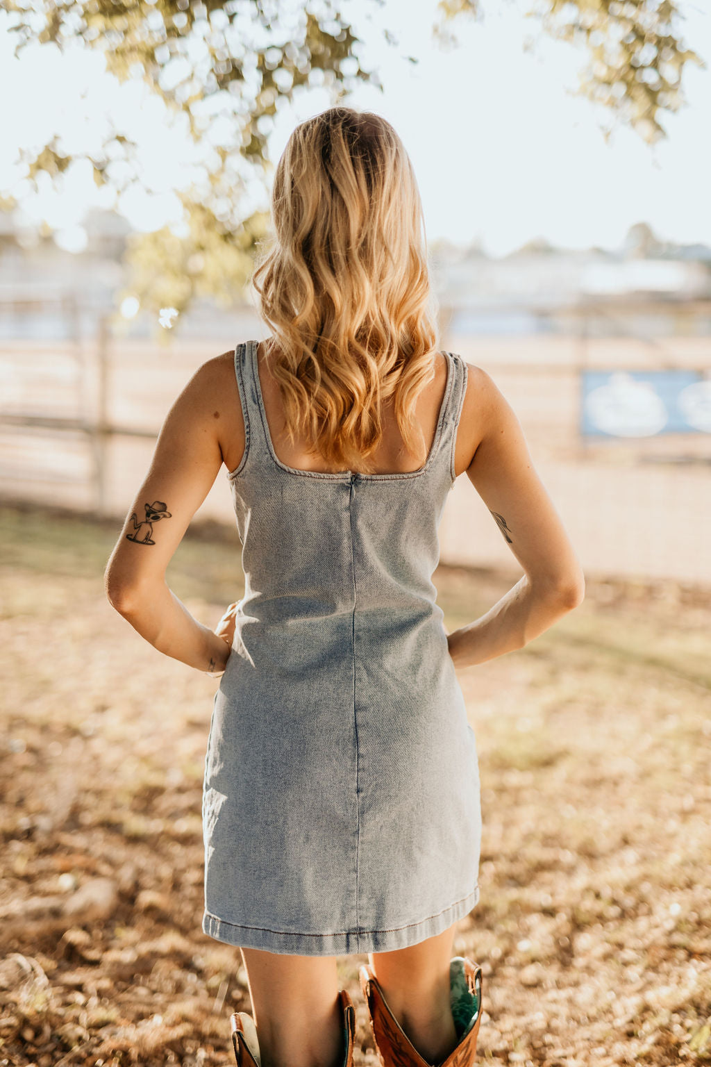 Indiana Mini Dress -  Light Wash Denim