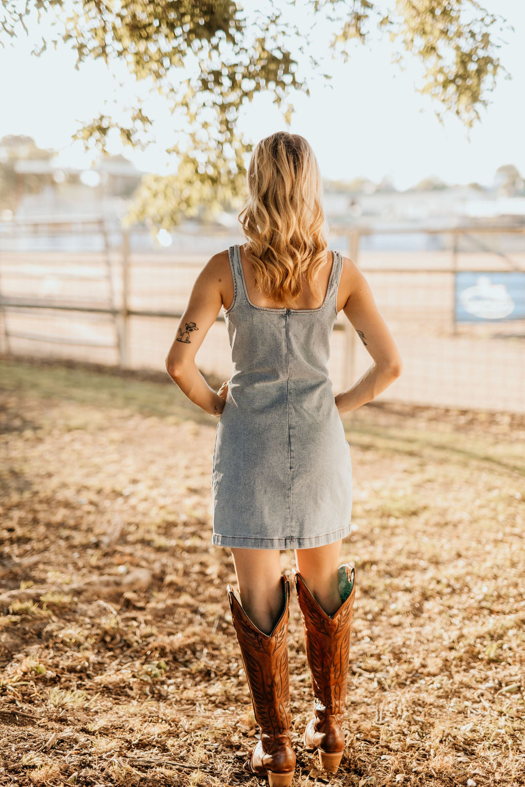 Indiana Mini Dress -  Light Wash Denim