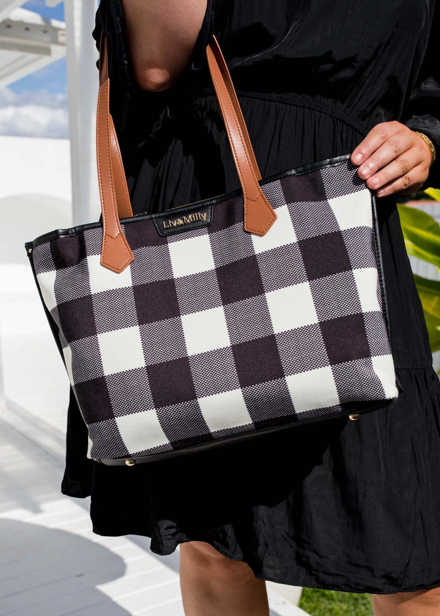 Black and best sale white gingham purse