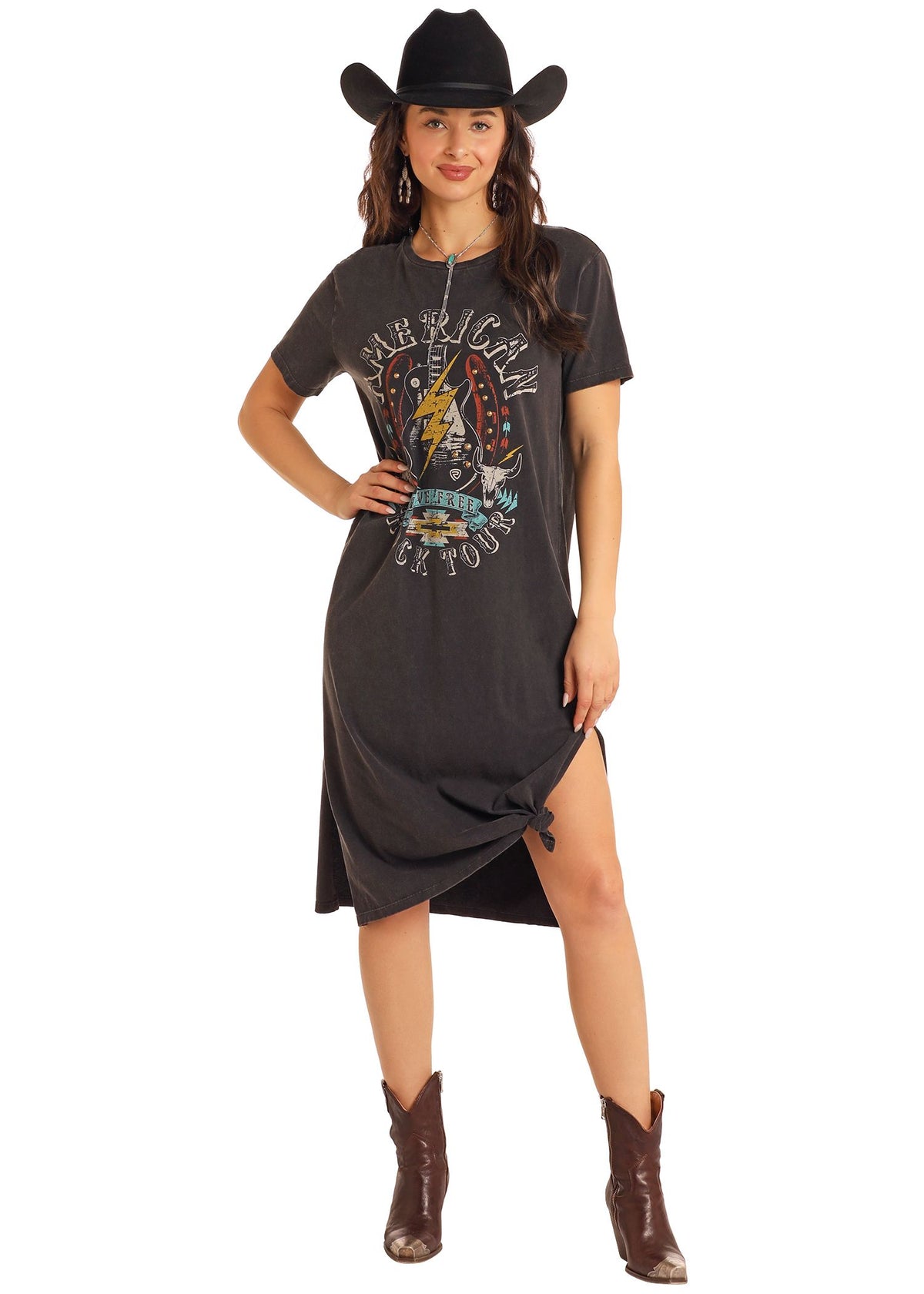 Rock & Roll Midi Tee Shirt Dress (BWD1R05413)