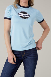 Kimes Ranch Union Made Ringer Tech Tee - Light Blue