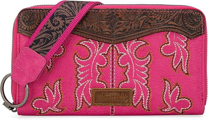 Wrangler Wallet/ Wristlet - Embroidered (Hot Pink)