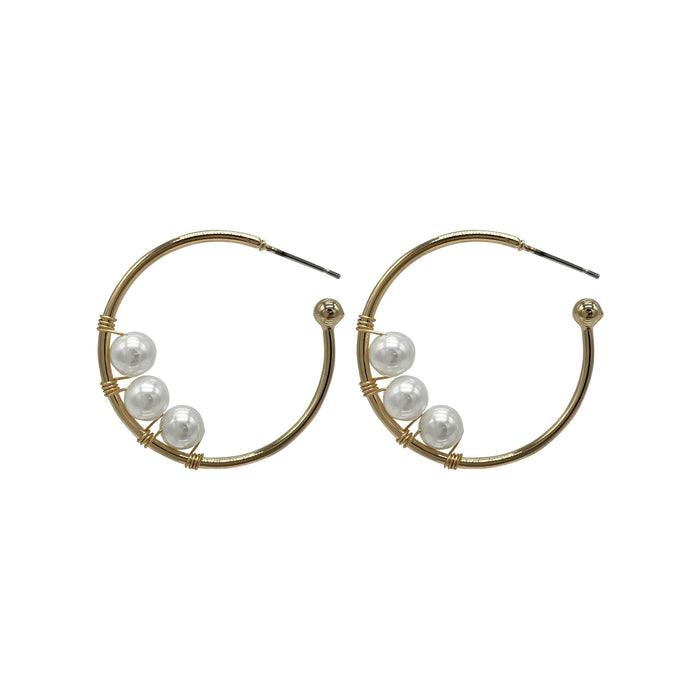 Earrings - Gold Pearl Hoop