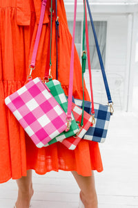 Liv & Milly - Large Crossbody Green & White Gingham