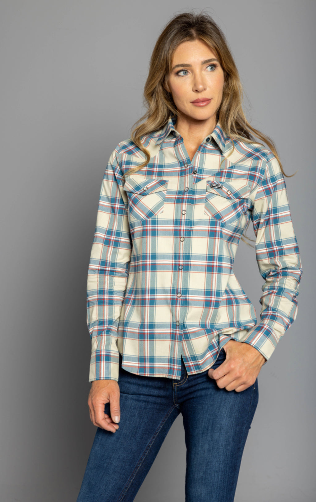 Kimes Ranch Long Sleeved Shirt - Stroker Plaid Dark Blue – Katie B