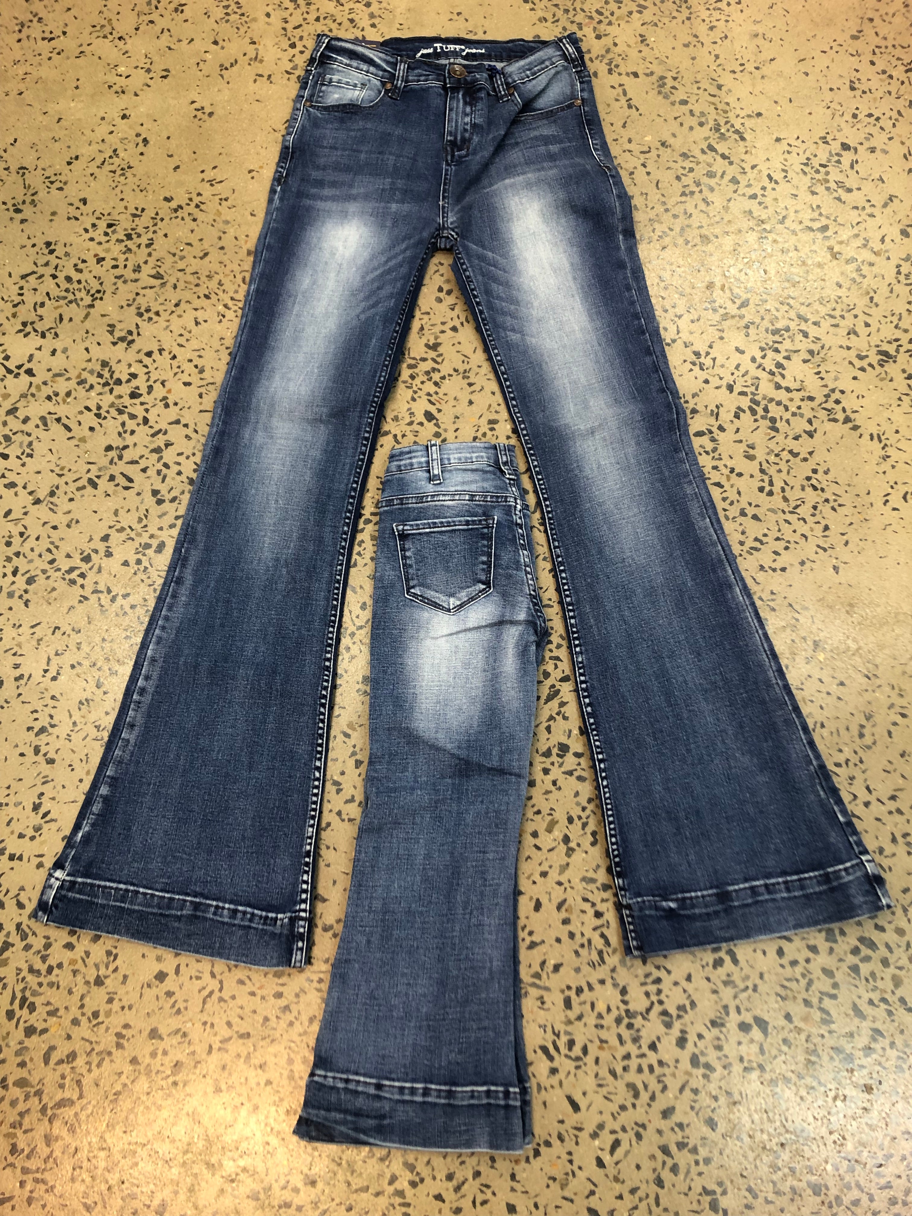 Girls High Waisted Jeans Straight Leg Denim Trousers Wide Leg Pants with  Pocket | eBay