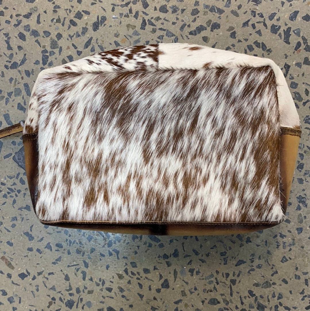 Bogota – Brown and White Cowhide Flap Bag with Tooling and Fringes - Cowhide  Bags Australia