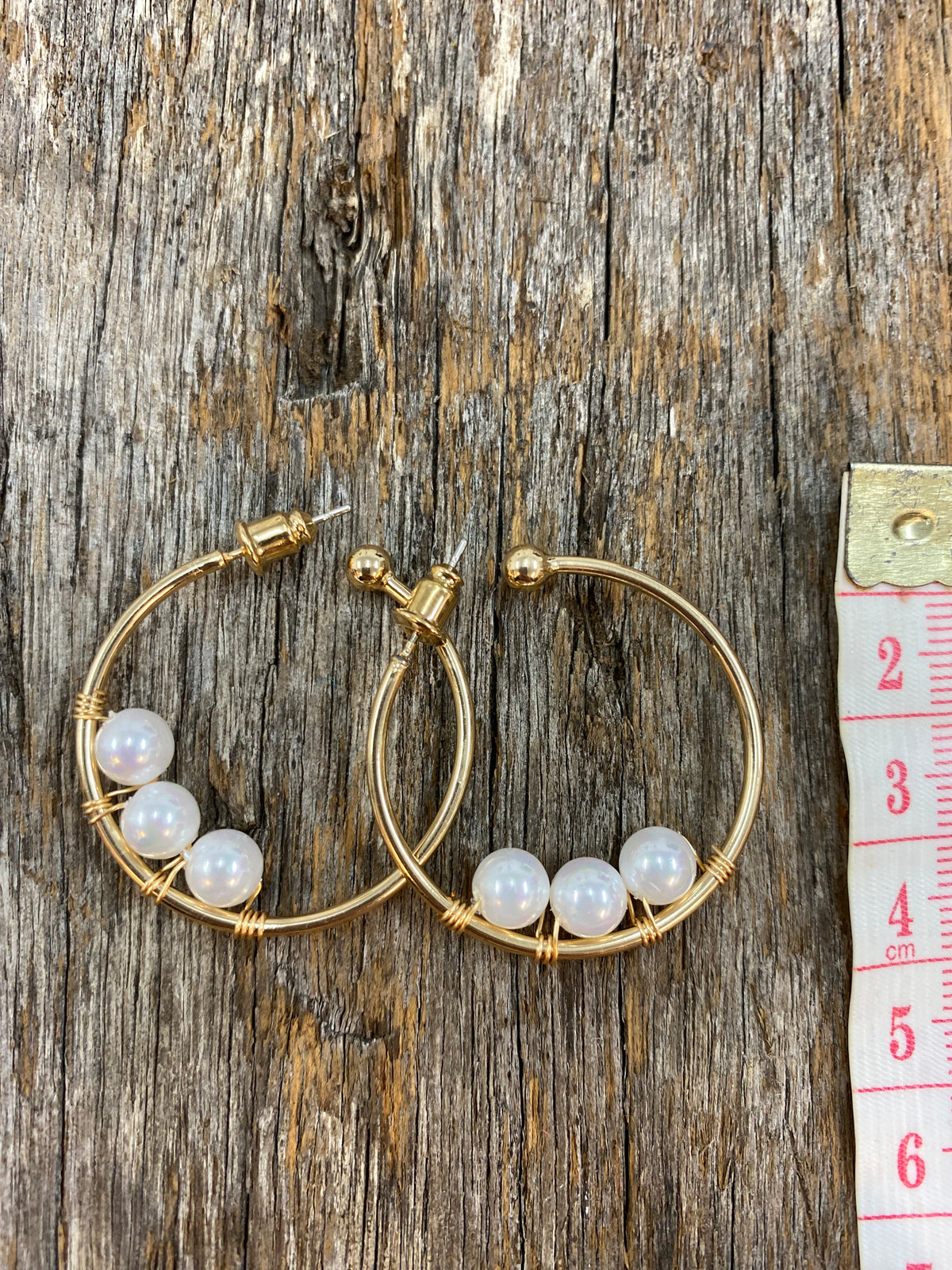 Earrings - Gold Pearl Hoop