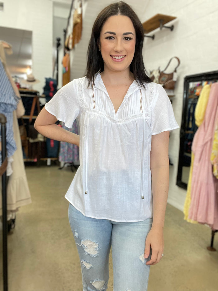 Pixie Short Sleeve Top - White