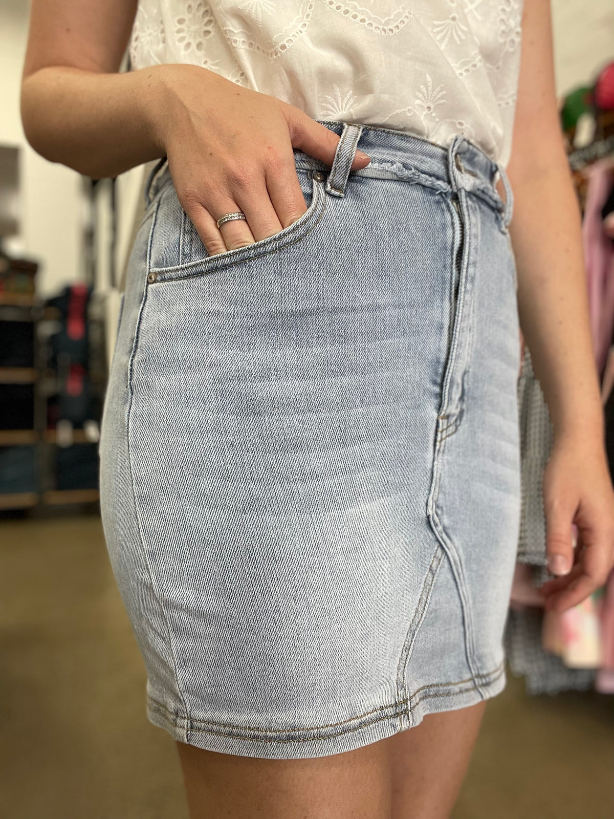 High waisted shop denim skirt aus