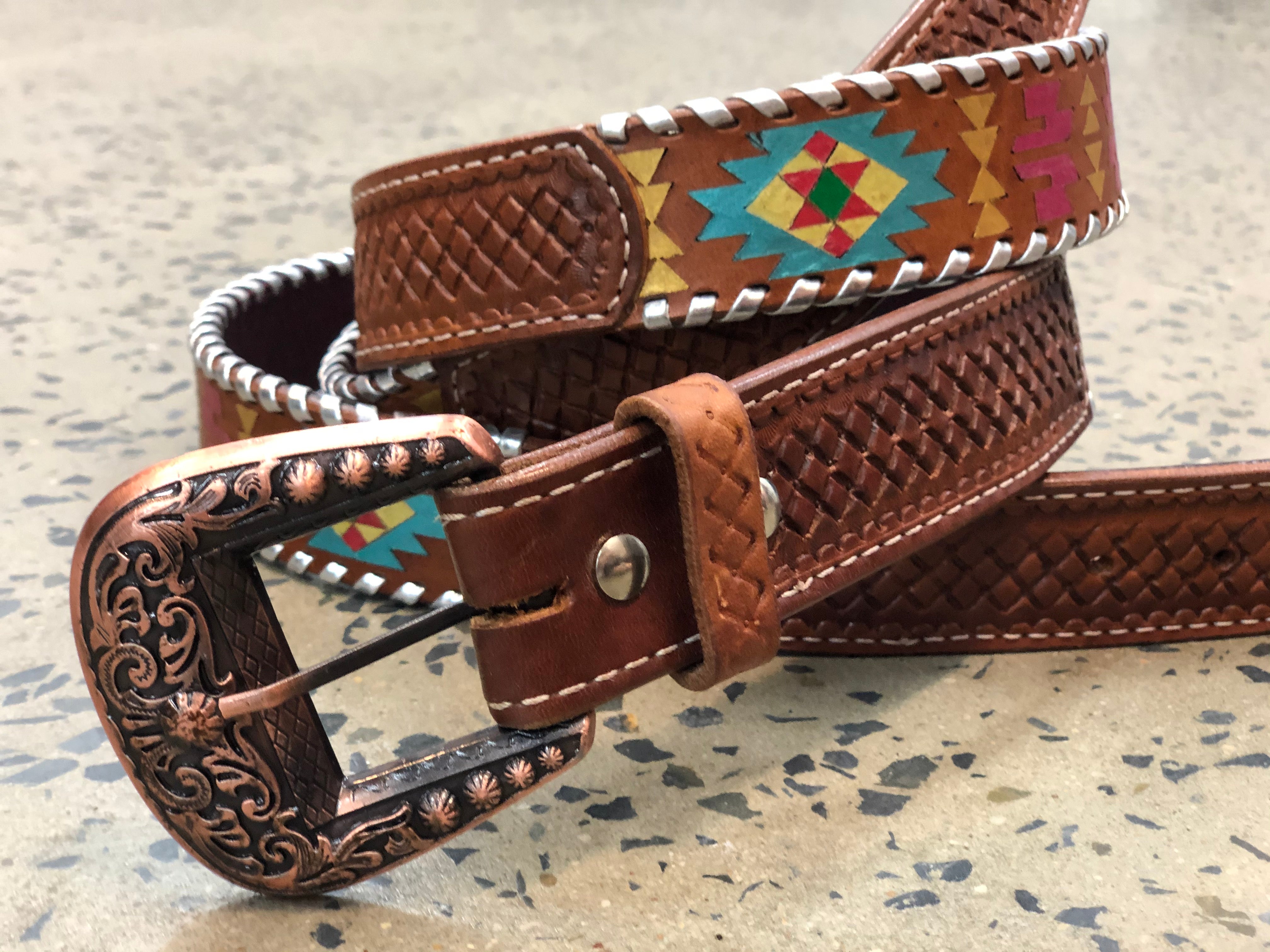 Beaded western clearance belts