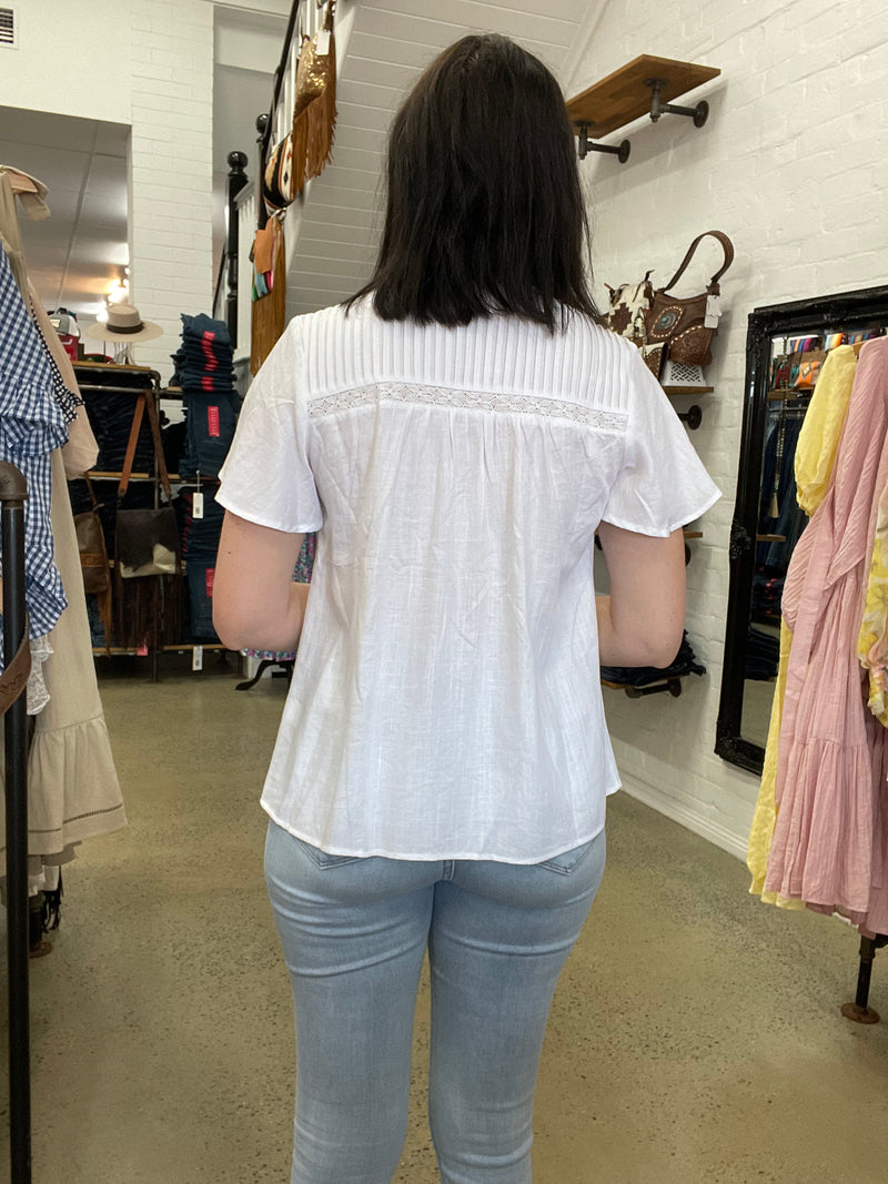 Pixie Short Sleeve Top - White