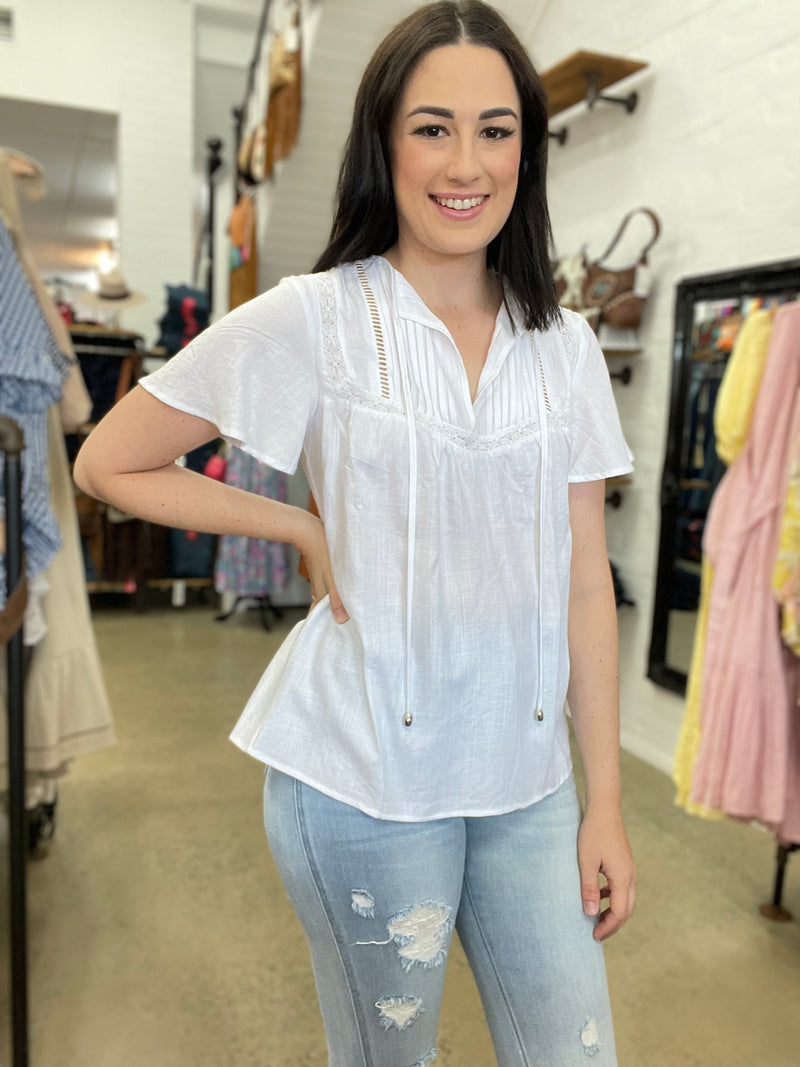 Pixie Short Sleeve Top - White